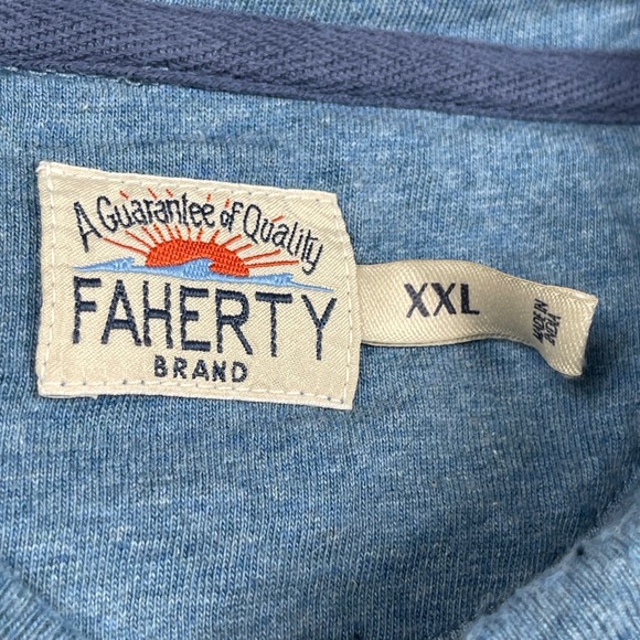 Faherty Hoodie Mens XXL Blue Organic Cotton Striped Slub Pullover Casual Travel - Picture 3 of 10